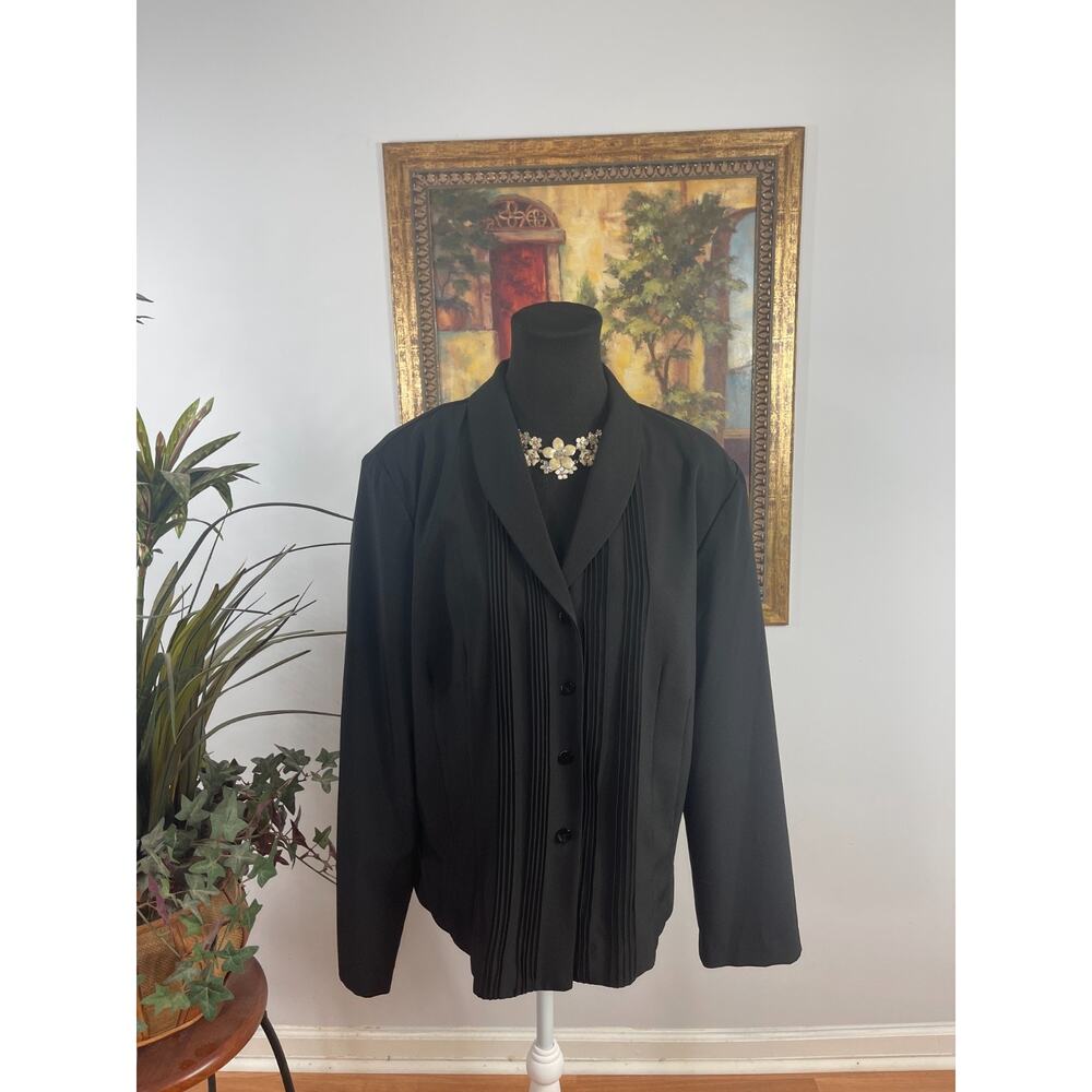 T. Milano Blazer Jacket Womens 18 Black Shawl Collar Gothic Office Dark Academia